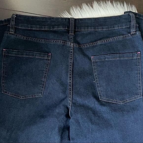 Pink Tartan Straight Leg Dark Denim Jeans Sz 10 - Picture 9 of 13